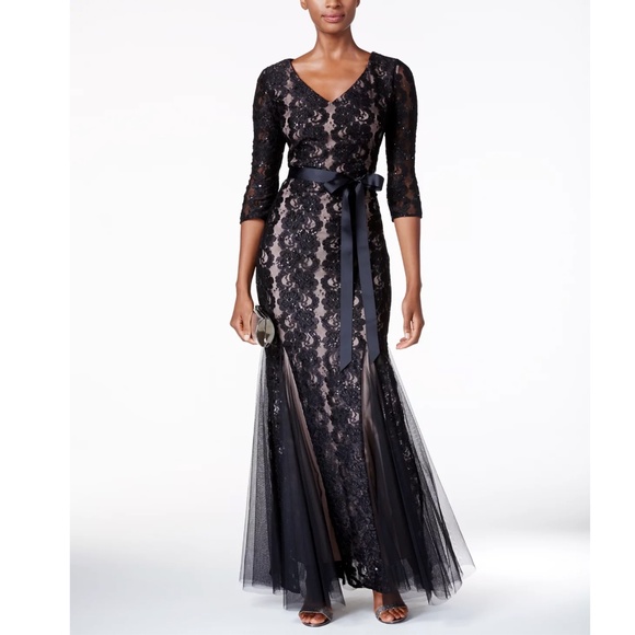 Alex Evenings: Sequined Lace Mermaid Sash Gown (NWT) - Picture 1 of 11